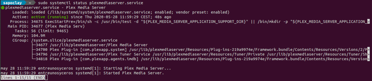 从存储库安装的状态plexmedia服务器